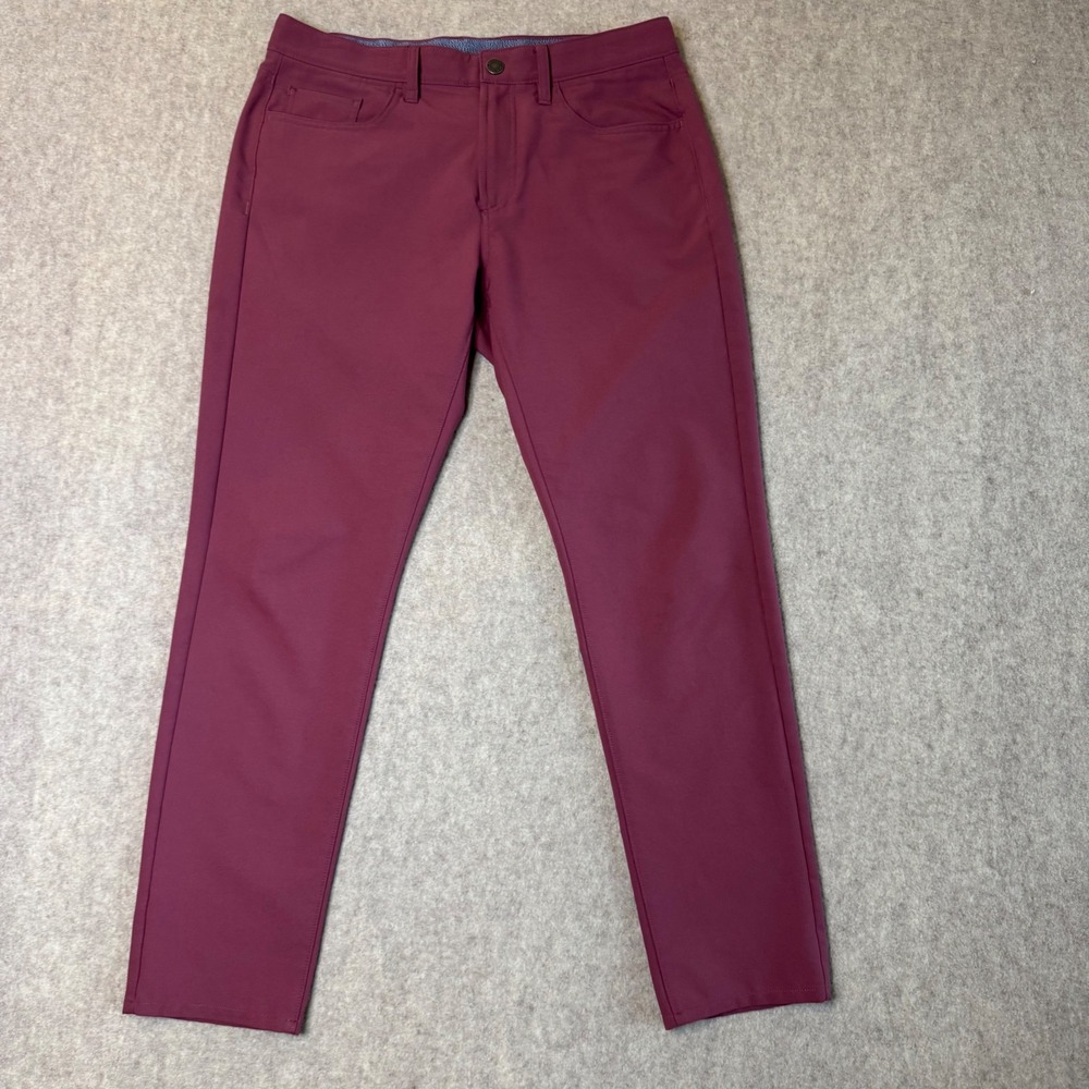 Bonobos Golf Slim Taper Pants Mens 32x30 Burgundy Performance Athletic Trousers